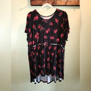 Torrid Black Floral Babydoll Tee - 2